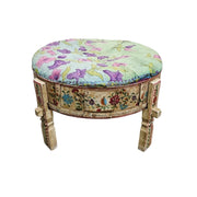 Hand-Painted Bohemian Floral Low Stool