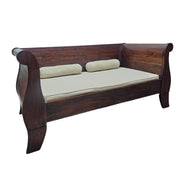 Grand Mahogany-Finish Sleigh Daybed with Bolster Accents
