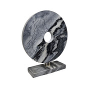 Monolithic Black Bi Disc Sculptural Marble Table Top Ornament