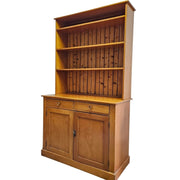 Classic Oak Wood Open-Shelf Kitchen Hutch