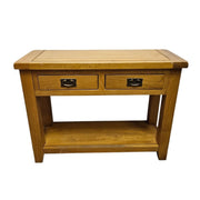 Timeless Honey-Toned Console Table with Lower Shelf