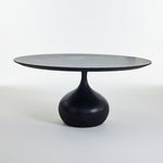 Minimalist Round Black Wooden Pedestal Dining Table