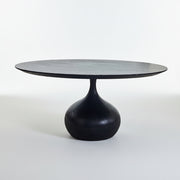 Minimalist Round Black Wooden Pedestal Dining Table