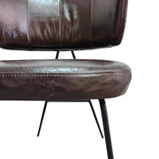 Marina Home Mid-Century Style Dark Brown Leather and Iron Accent Chair