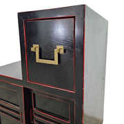 Vintage Japanese-Style Black and Red Step Cabinet