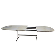 Extendable White Dining Table with Silver Metal Base