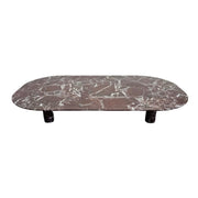 ROSSO LEVANTO Luxury Dark Reddish Brown Marble Oval Coffee Table