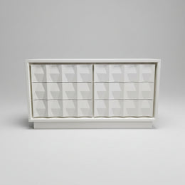 Williams Sonoma Retro Matte White Geometric Sculpted Sideboard
