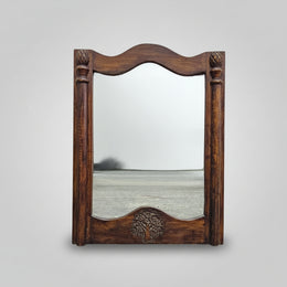 Stately Anglo-Indian Style Carved Solid Wood Vanity Wall Mirror