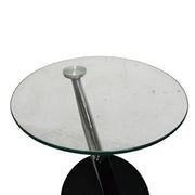 Futuristic Chrome and Glass Z Shape Minimalist Side Table