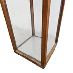 Tall Industrial Metal Wood and Glass Storm Lantern Candle Holder