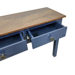 Upcycled Navy Blue Three Drawer Wooden Console Table