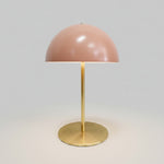 Dusty Rose Mid-Century Modern Dome Table Lamp