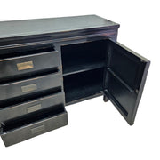 Vintage-Inspired Black Lacquer Sideboard with Brass Accents