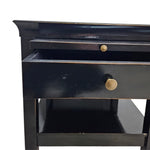 Classic Midnight Black Nightstand with Brass Accents