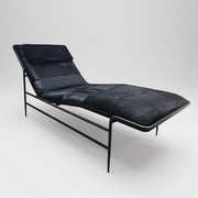 CB2 Mid-Century Onyx Cowhide Chaise Lounge