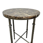 Neoclassical Style Faux Marble and Twisted Metal Round Side Table