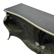Stately Louis XV Style Black Lacquer and Ornate Silver Commode