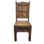 Medieval Style Teakwood Dining Table and Six Panel Back Chairs Set