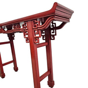 Traditional Chinese Red Lacquer Altar Style Wooden Console Table