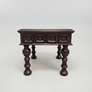Elegant Mahogany Finished Side Table with Protective Glass Top
