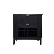 Modern Black Wood Convertible Bar Cabinet with Wine Rack