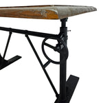 Industrial Crank Adjustable Height Dark Wood Writing Desk