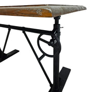 Industrial Crank Adjustable Height Dark Wood Writing Desk