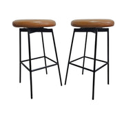 Pottery Barn Maison Leather Backless Swivel Stool