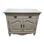 Provincial Two-Door Scalloped Buffet Cabinet in Distressed Cream