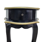 Elegant French Provincial Black & Gold Kidney Side Table