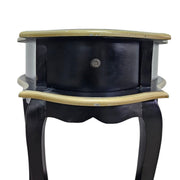 Elegant French Provincial Black & Gold Kidney Side Table