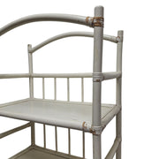 Vintage-Inspired White Bamboo 4-Tier Arched Bookshelf