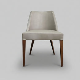 Mid-Century Modern Upholstered Dining Chair with Tapered Wooden Legs