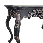 Upcycled Baroque Style Hand Carved Black Console Table