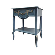 French Provincial Style Upcycled Slate Blue Wooden Side Table