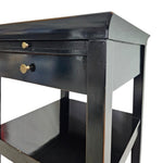 Classic Midnight Black Nightstand with Brass Accents