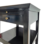 Classic Midnight Black Nightstand with Brass Accents