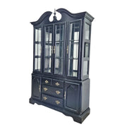 Vintage Style Classic Black Wooden Display Cabinet and Hutch