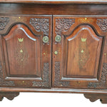 Intricate Brass Inlay Solid Wood Low Media Console Cabinet