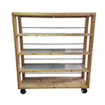 THE One Industrial Style Natural Timber and Iron Rolling Shelving Unit