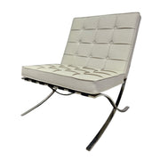 Mid-Century Style Beige Leather Tufted Barcelona Style Lounge Chair