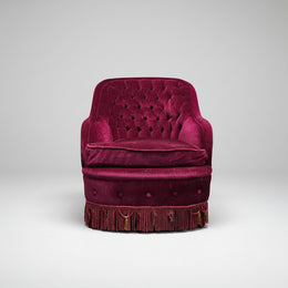 Napoleon III Style Tufted Plum Velvet Toad Armchair