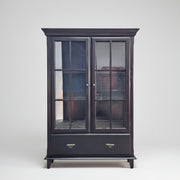 Heritage Style Dark Espresso Glaze Wooden Glass Display Cabinet