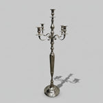 Polished Silver Chrome Five Light Baroque Style Candelabra