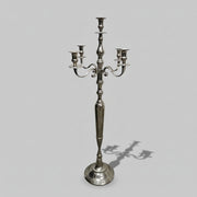 Polished Silver Chrome Five Light Baroque Style Candelabra