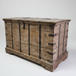 Rustic Reclaimed Wood Storage Trunk with Iron Detailing