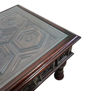 Elegant Mahogany Finished Side Table with Protective Glass Top