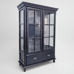 Heritage Style Dark Espresso Glaze Wooden Glass Display Cabinet