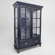 Heritage Style Dark Espresso Glaze Wooden Glass Display Cabinet